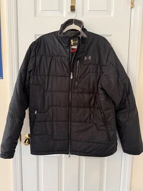 Under Armour Men's Black Quilted Puffer Jacket with Zip Pockets